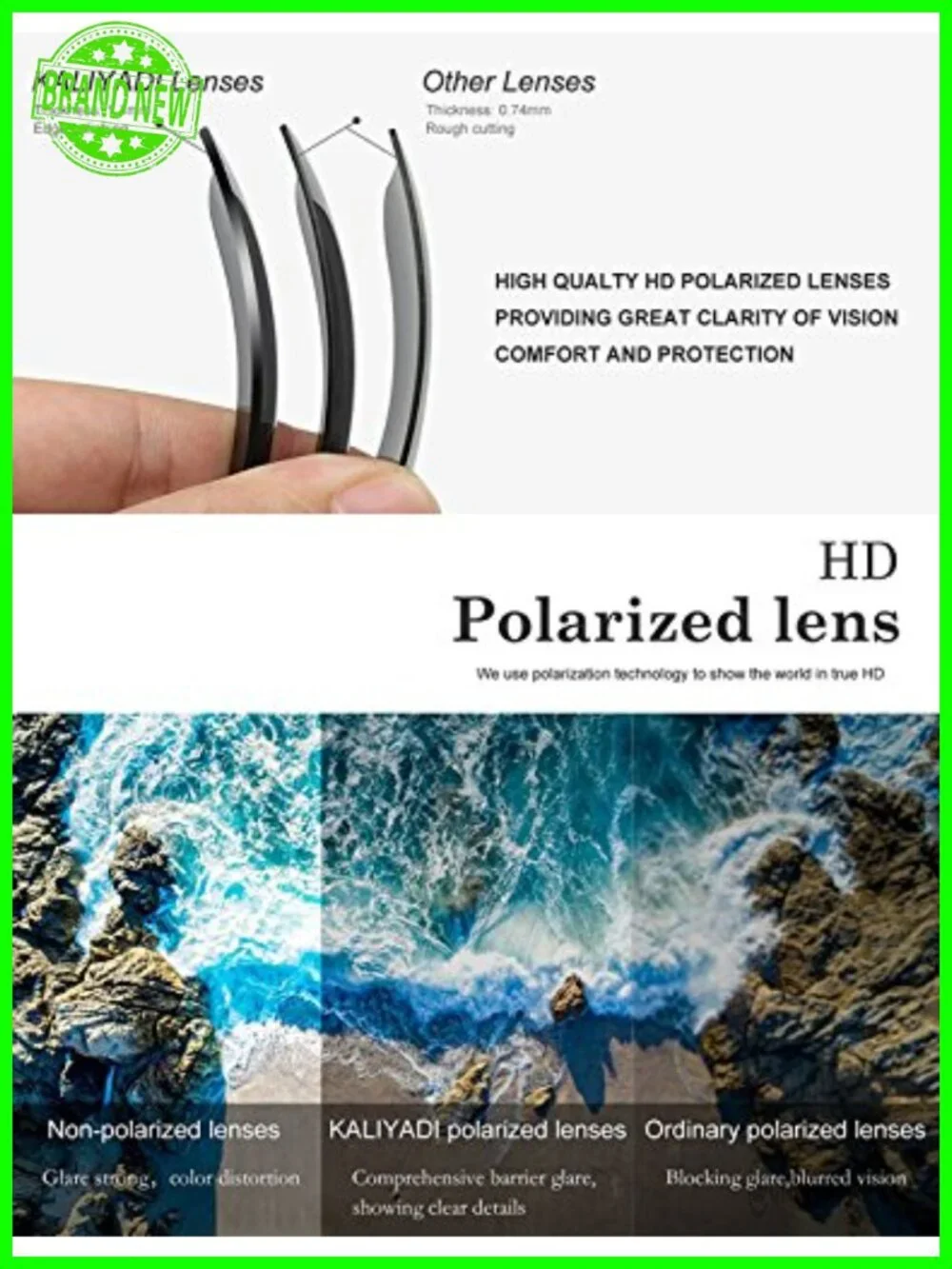 Polarized Sunglasses Men Women Semi-Rimless Frame UV Blocking Driving